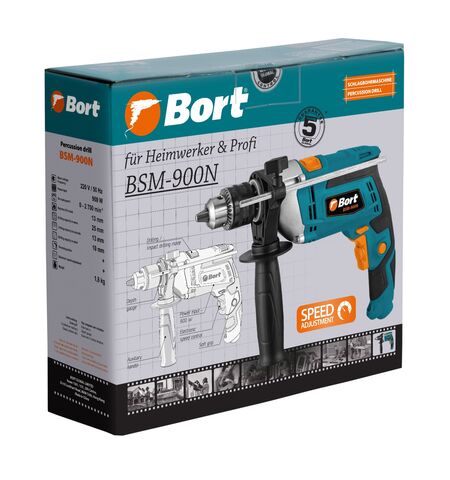 Ударная дрель Bort BSM-900N, 7-е