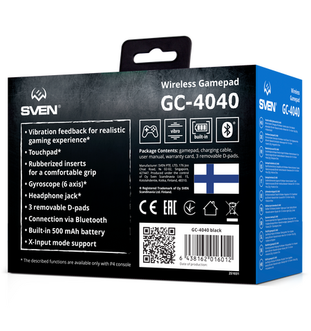 Беспроводной геймпад SVEN GC-4040 Black, 6-е