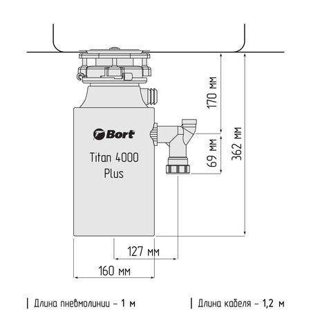 Измельчитель пищевых отходов Bort Titan 4000 Plus, 9-е
