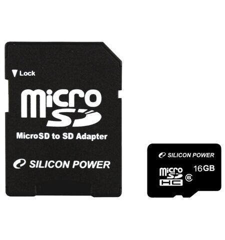 Карта памяти Silicon Power 16GB microSDHC Class 6 (SP016GBSTH006V10-SP)