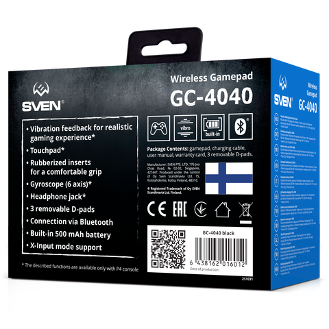 Беспроводной геймпад SVEN GC-4040 Black, 6-е